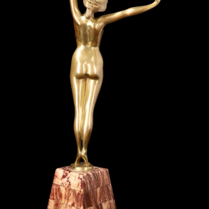 PAUL PHILIPPE « Le Réveil » sculpture en bronze doré, socle marbre