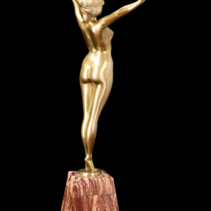 Vergulde bronzen sculptuur "LE REVEIL" (De Ontwaking) van PAUL PHILIPPE (1870-1930)