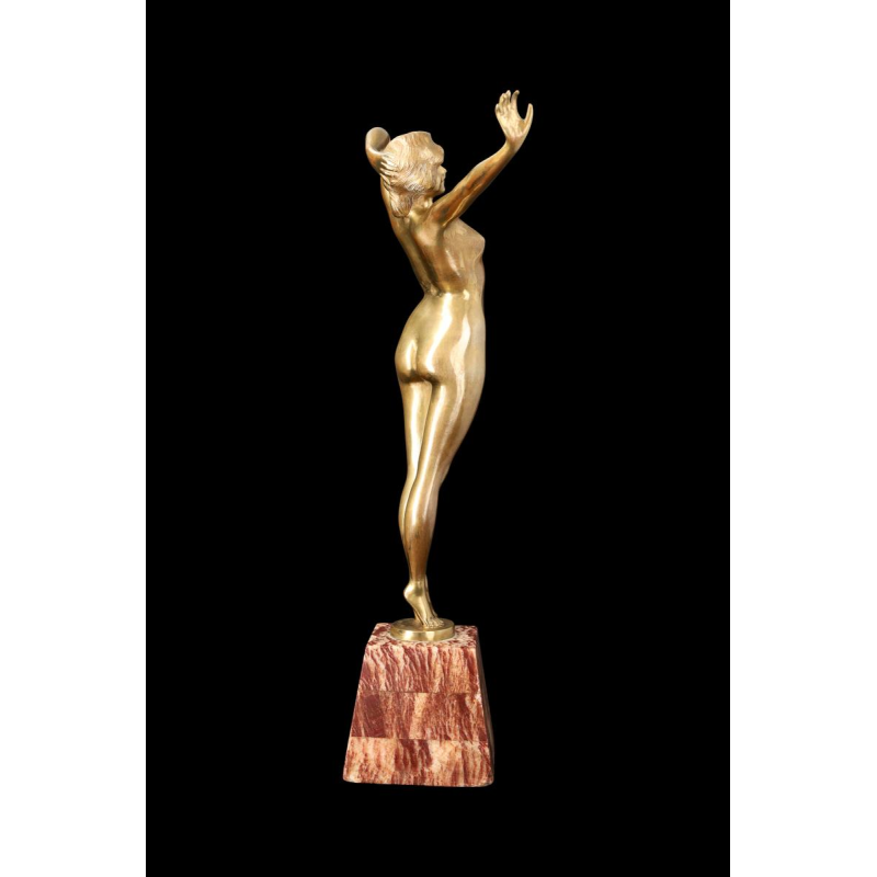 PAUL PHILIPPE « Le Réveil » sculpture en bronze doré, socle marbre
