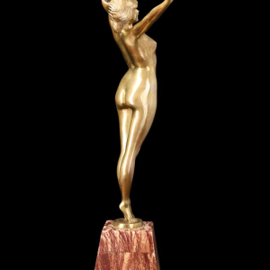 PAUL PHILIPPE « Le Réveil » sculpture en bronze doré, socle marbre