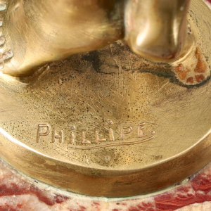 PAUL PHILIPPE « Le Réveil » sculpture en bronze doré, socle marbre