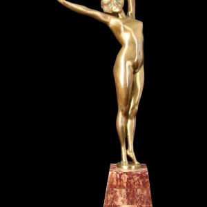 Vergulde bronzen sculptuur "LE REVEIL" (De Ontwaking) van PAUL PHILIPPE (1870-1930)