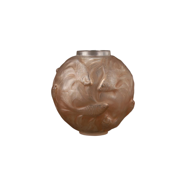 "FORMOSE" Vase (1924) in sienna-patinated molded pressed-blown glass by RENE LALIQUE (1860-1945)