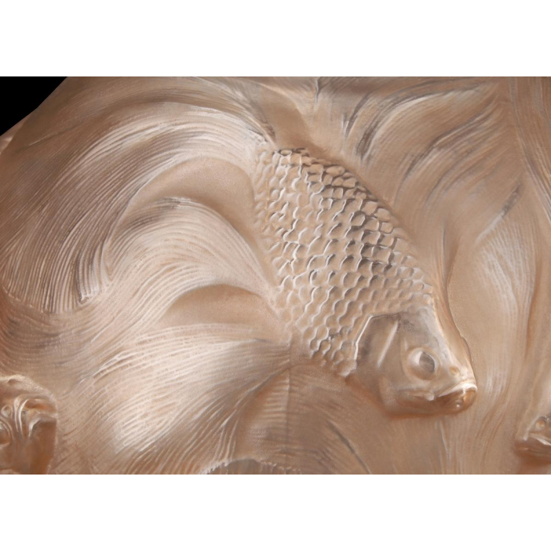 RENE LALIQUE, vase « FORMOSE » en verre soufflé-pressé moulé patiné sienne, 1924