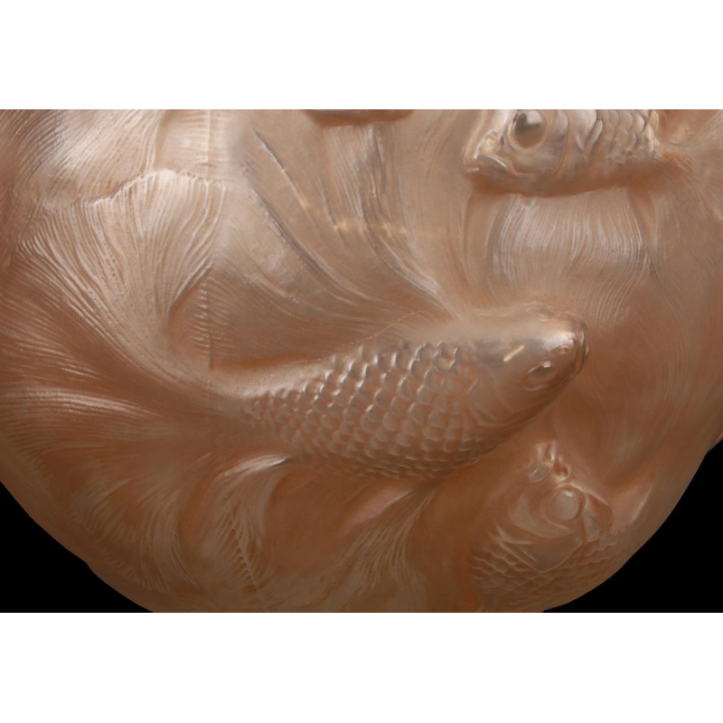 RENE LALIQUE, vase « FORMOSE » en verre soufflé-pressé moulé patiné sienne, 1924