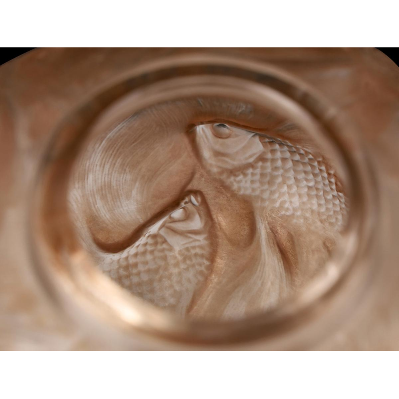 "FORMOSE" Vase (1924) in sienna-patinated molded pressed-blown glass by RENE LALIQUE (1860-1945)