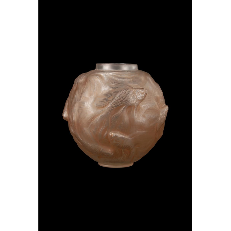 "FORMOSE" Vase (1924) in sienna-patinated molded pressed-blown glass by RENE LALIQUE (1860-1945)