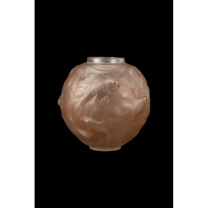 "FORMOSE" Vase (1924) in sienna-patinated molded pressed-blown glass by RENE LALIQUE (1860-1945)