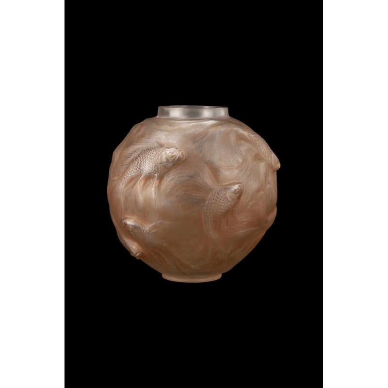 "FORMOSE" Vase (1924) in sienna-patinated molded pressed-blown glass by RENE LALIQUE (1860-1945)