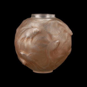"FORMOSE" Vase (1924) in sienna-patinated molded pressed-blown glass by RENE LALIQUE (1860-1945)