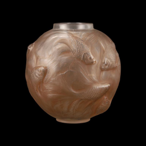 "FORMOSE" Vase (1924) in sienna-patinated molded pressed-blown glass by RENE LALIQUE (1860-1945)