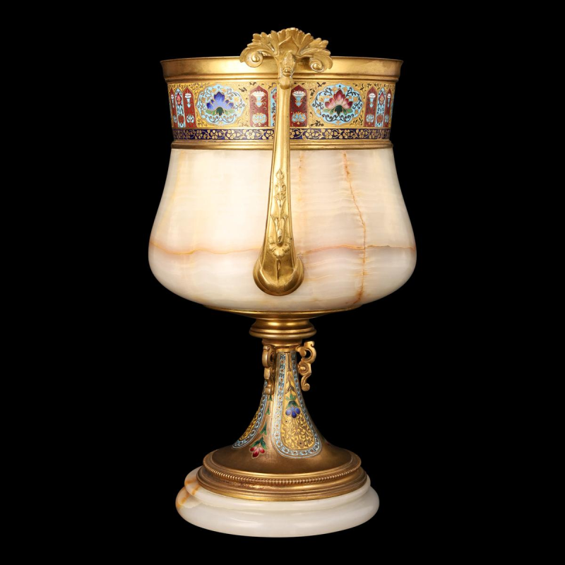 Coupe en onyx et bronze doré aux émaux polychromes, Napoléon III / IIIe République, ca 1880