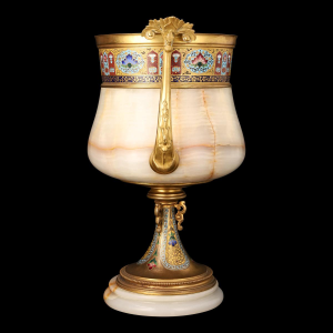 Coupe en onyx et bronze doré aux émaux polychromes, Napoléon III / IIIe République, ca 1880