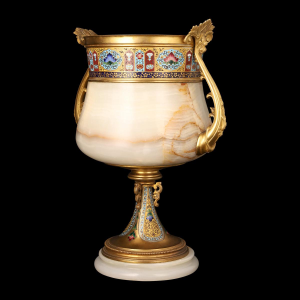 Coupe en onyx et bronze doré aux émaux polychromes, Napoléon III / IIIe République, ca 1880