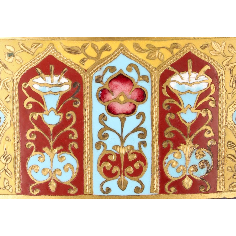 MONUMENTAL ONYX AND GILDED BRONZE TAZZA WITH POLYCHROME ENAMEL DECORATION, Napoleon III / Third Republic Period (circa 1880)