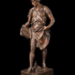 Bronzen sculptuur "De Wetenschap Die de Industrie Leidt" van Émile Picault (1833-1915)