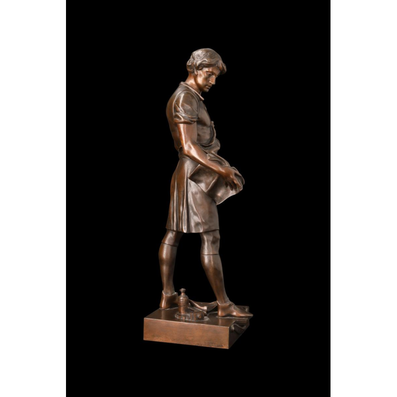 Bronzen sculptuur "De Wetenschap Die de Industrie Leidt" van Émile Picault (1833-1915)