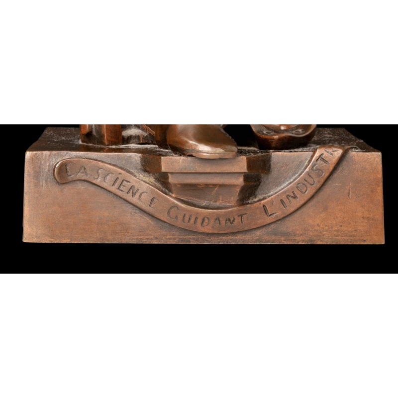 Bronzen sculptuur "De Wetenschap Die de Industrie Leidt" van Émile Picault (1833-1915)
