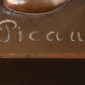 Émile Picault, sculpture en bronze "La science guidant l'industrie"