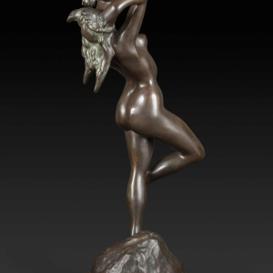 JEF LAMBEAUX «La danseuse aux castagnettes" sculpture femme nue en bronze, fin 19ème
