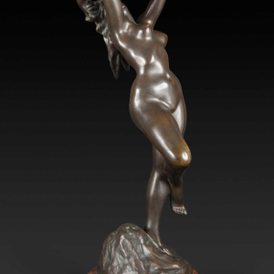 JEF LAMBEAUX «La danseuse aux castagnettes" sculpture femme nue en bronze, fin 19ème