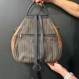 Delvaux brown and navy blue leather backpack