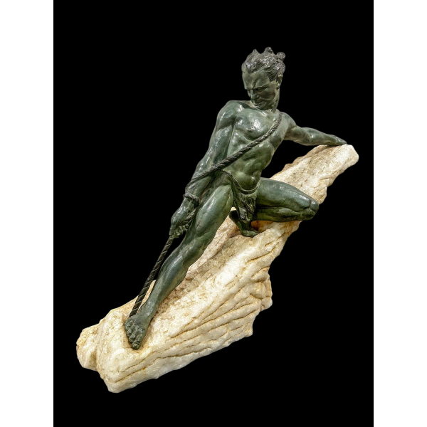 René Papa, Art Deco sculptuur in brons en steen, jaren 1930