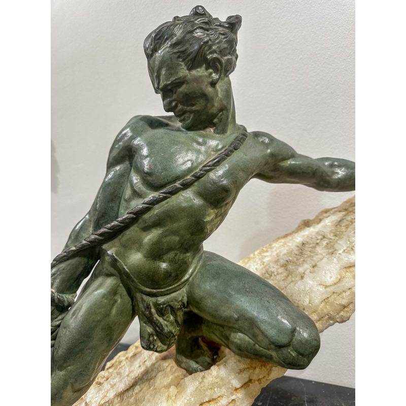 René Papa, Art Deco sculpture in bronze and stone, 1930s