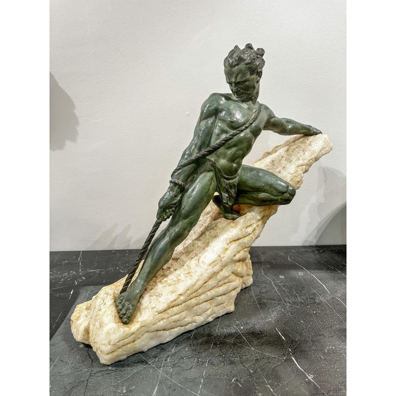 René Papa, Art Deco sculpture in bronze and stone, 1930s