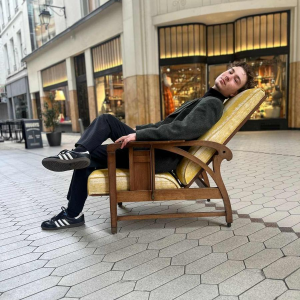 Gustave Serrurier-Bovy, fauteuil modulable Art Nouveau, bois de chêne, tissu et laiton, ca 1900