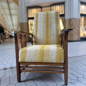 Gustave Serrurier-Bovy, modulaire Art Nouveau fauteuil, eikenhout, stof en messing, ca 1900