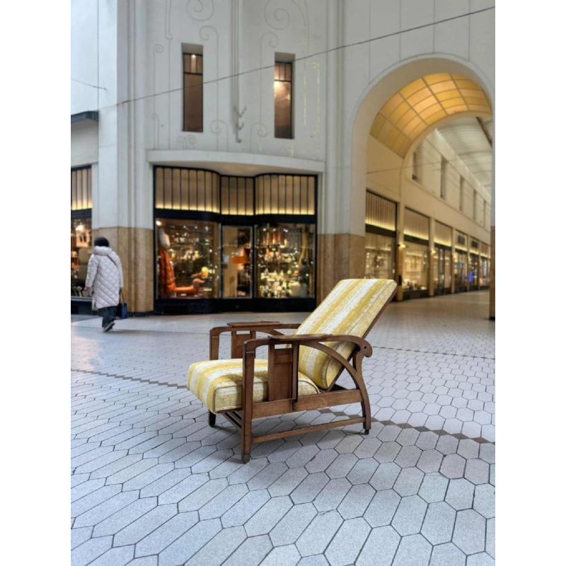 Gustave Serrurier-Bovy, Art Nouveau modular armchair, oak wood, fabric and brass, ca 1900