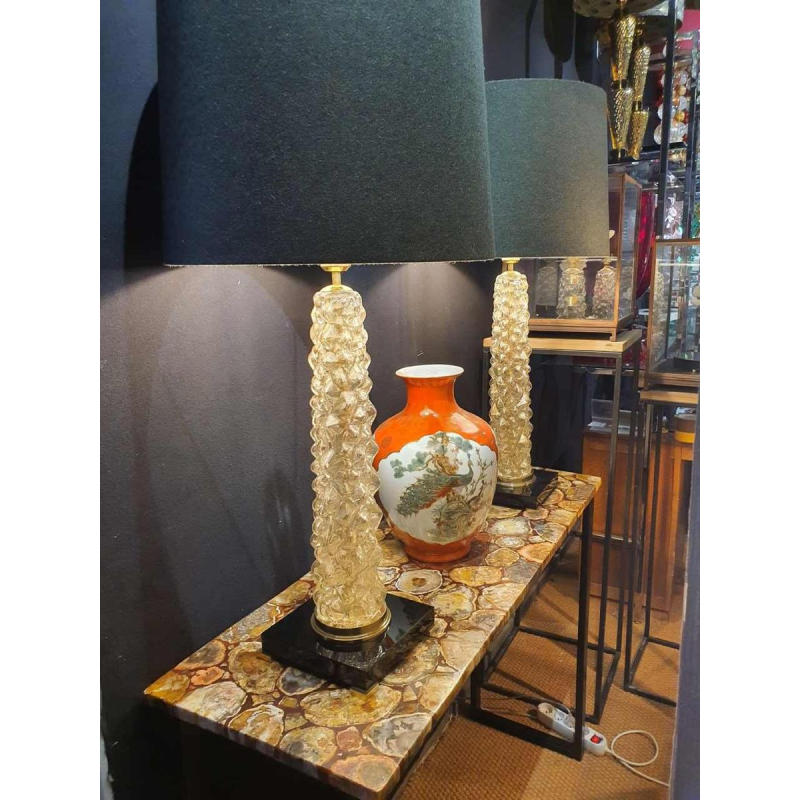 Murano, paire de lampes dorées en verre pailleté, Italie 20ème siècle