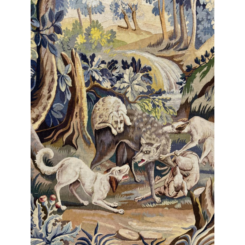 Tapisserie d'Aubusson "Chasse au Loup", Atelier Jean Picaud, France, milieu XXe siècle
