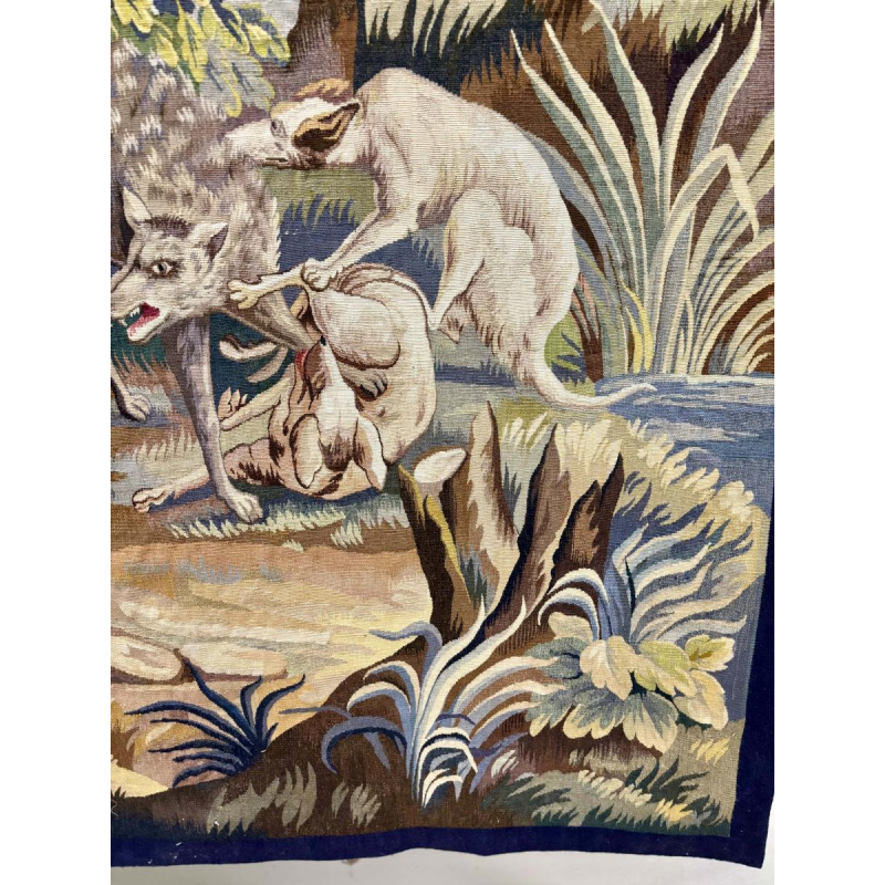 Aubusson tapestry "Wolf Hunt", Jean Picaud workshop, France, mid-20th century
