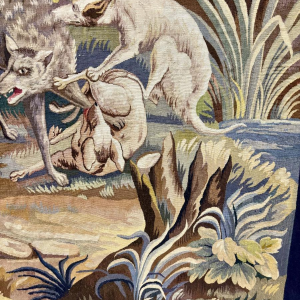 Aubusson tapestry "Wolf Hunt", Jean Picaud workshop, France, mid-20th century