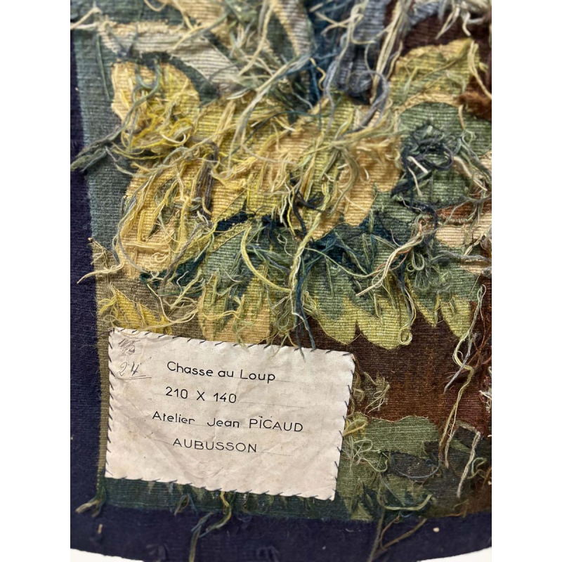 Tapisserie d'Aubusson "Chasse au Loup", Atelier Jean Picaud, France, milieu XXe siècle