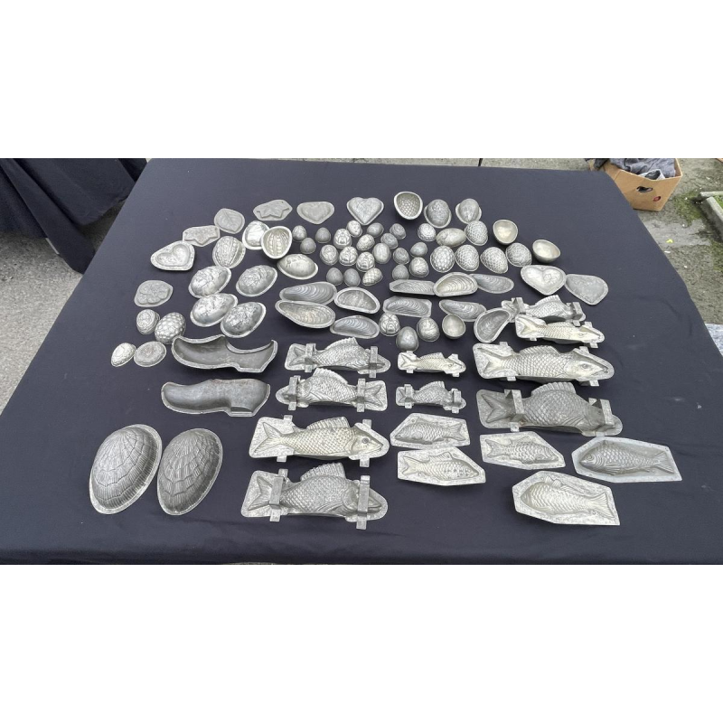 Belangrijke set antieke metalen chocoladevormen, begin 20e eeuw