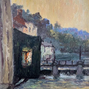 Albert DANDOY (1885-1977): La Sambre à Namur 1960 olieverf op koper