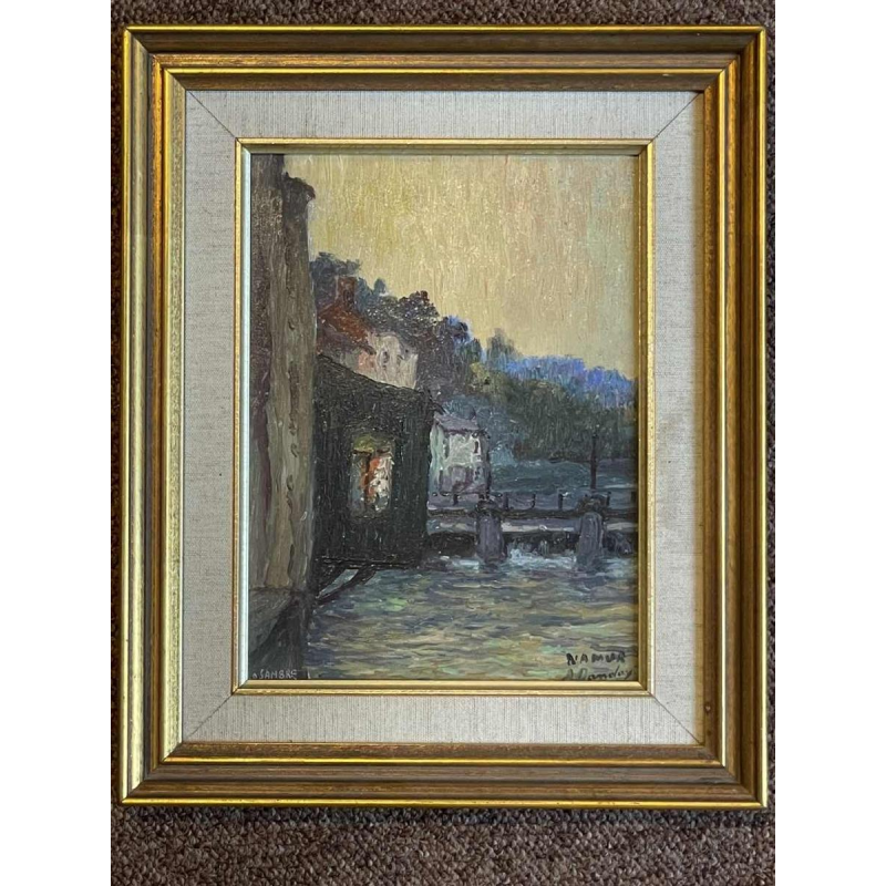 Albert DANDOY (1885-1977): « La Sambre à Namur 1960 » huile sur cuivre