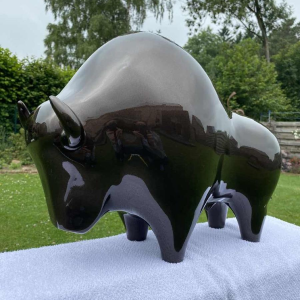 Laszlo Tibay ‘Bizon’ lacquered bronze sculpture