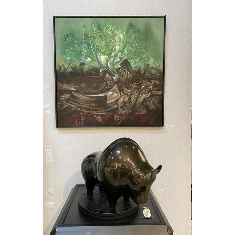 Laszlo Tibay ‘Bizon’ lacquered bronze sculpture