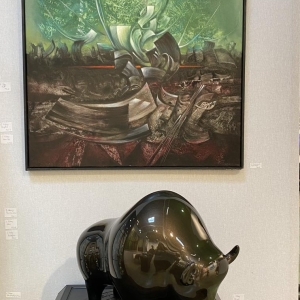 Laszlo Tibay ‘Bizon’ lacquered bronze sculpture