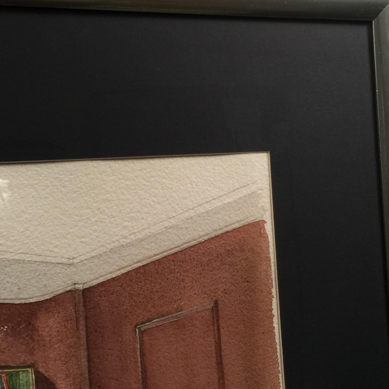 Art Deco watercolor "Administrator's Office" of SABAM by the VANDERBORGHT Establishments in Brussels, ca 1940