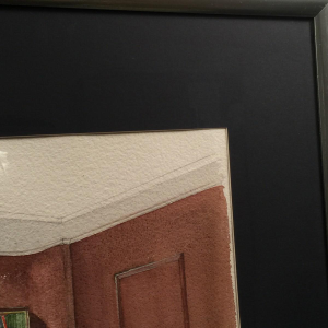 Art Deco aquarel "Administratiekantoor" van SABAM, vervaardigd door de Vanderborgt Establishments in Brussel, circa 1940.