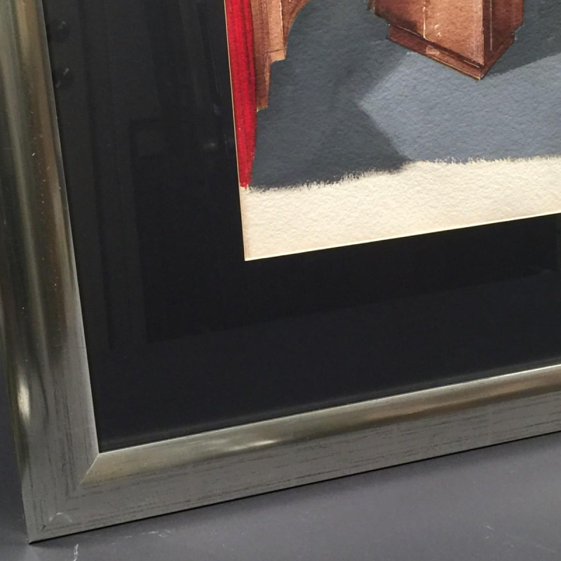 Aquarelle Art Déco "Bureau Administrateur" de la SABAM par les Etablissements VANDERBORGHT à Bruxelles, ca 1940