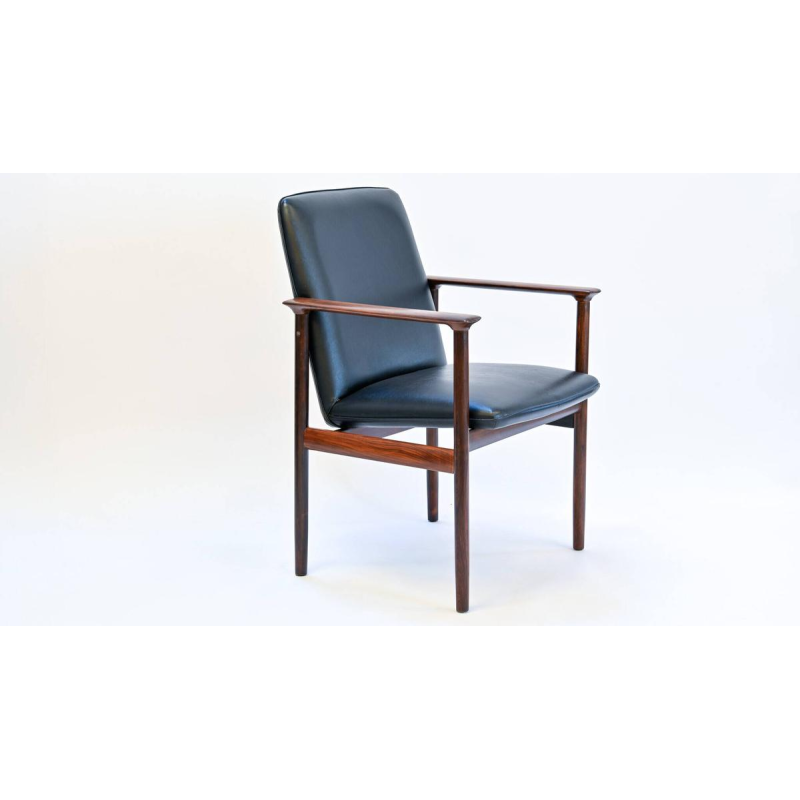 Cor Bontenbal pour Fristho, fauteuil Impala en palissandre et Skaï noir