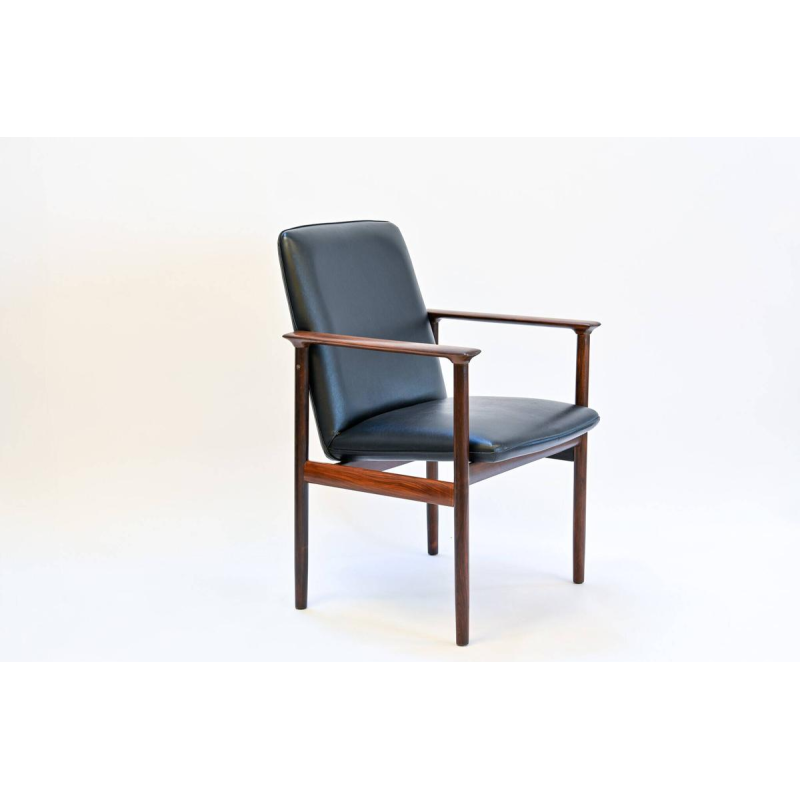 Cor Bontenbal pour Fristho, fauteuil Impala en palissandre et Skaï noir