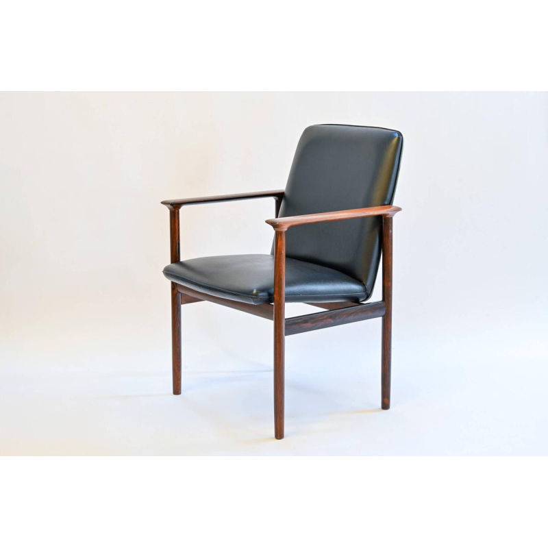 Cor Bontenbal pour Fristho, fauteuil Impala en palissandre et Skaï noir