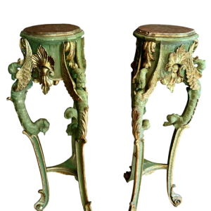 Pair of gilded and painted wood saddles, Italy early 20th century